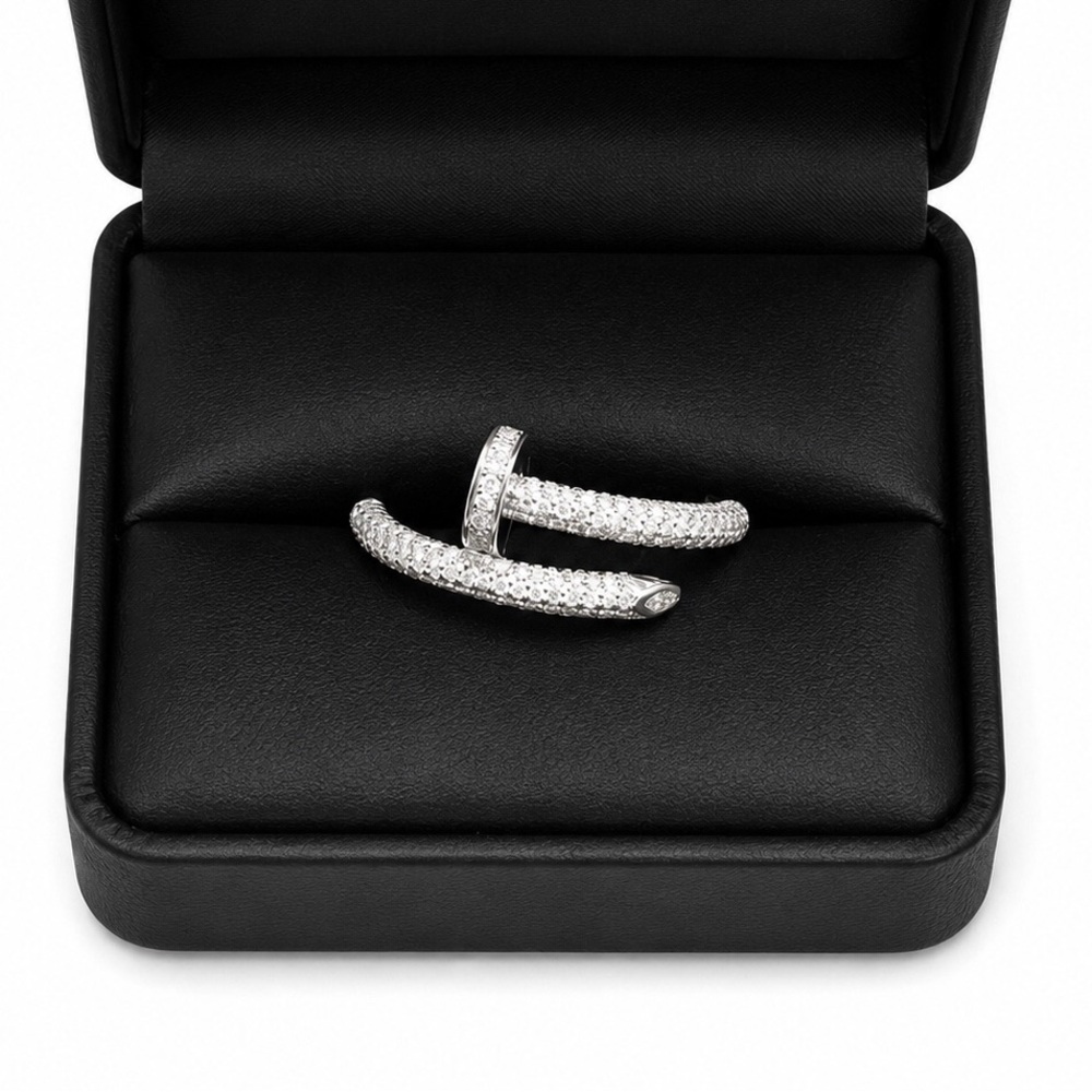 925 Sterling Silver 0.72CTW MOISSANITE Nail Unisex Ring Size 9
